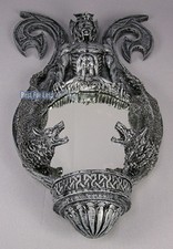 FANTASY SPIEGEL WANDSPIEGEL DÄMON HORROR FIGUR SKULL DRACHENSPIEGEL DRACHEN DEKO