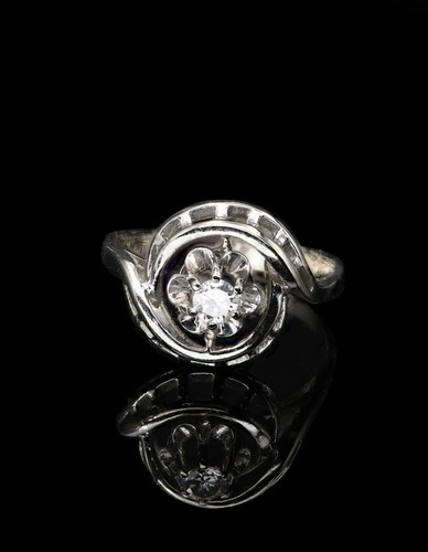 585 karat weißgold ring - 585/-,