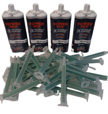 4 x Power Mix 2K PU Polyurethan Universal Reparaturkleber SCHWARZ + 100 Düsen