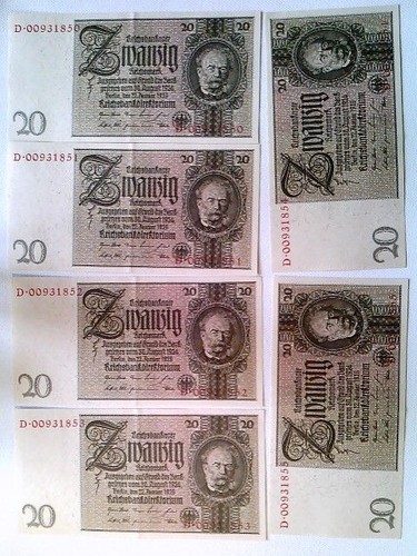 Banknoten zwanzig - banknoten,, 6x