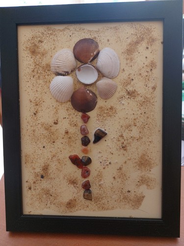 Muschelbild mit edelsteinen - muschelbild,