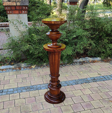 Gründerzeit Säule imposantes Postament Nussbaum massiv Blumensäule 1880