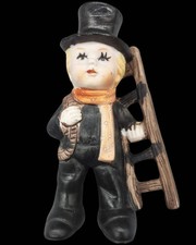 Hummel Schornsteinfeger-Figur 1960er mit Leiter - Keramik Schwarz Orange - 11.5c