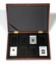 KASSETTE VOLTERRA  V. LEUCHTTURM FÜR 8X GOLDBARREN IN BLISTERVERPACKUNG MAHAGONI
