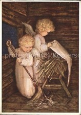 Spoetl Maria Kuenstlerkarte Nr. 315 Engel Strohbesen Christkind