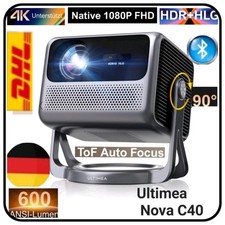 Nova-C40 Beamer Android TV 11.0, Tragbarer Projektor mit 90° Gimbal, 4K Heimkino