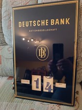 Vintage Glas Drehkalender DEUTSCHE BANK 60er guter Zustand 2 defekte Rollen