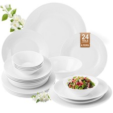 Geschirrset 24-tlg Weiß für