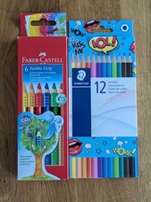 Neu Faber Castell 6 Jumbo GRIP Farbstifte+12 Staedtler Buntstifte