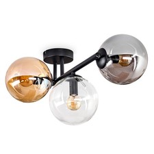 HOFSTEIN Fossobiubo Deckenleuchte aus Metall/Glas Schwarz/Rauch/Bernstein/Klar