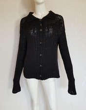 Jil Sander schlichte feminine 70% Kaschmir Strickjacke Schwarz Puristisch