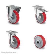 Schwerlastrolle Transportrolle 80 100 125 160 200mm Polyurethan Rad Rollenlager