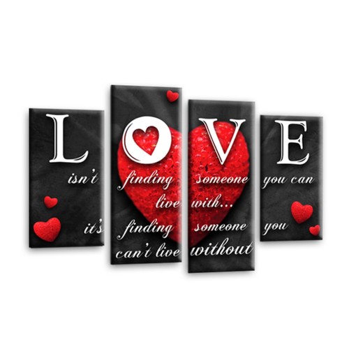 Liebe herz wandbild grau - wandbild, rot