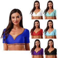 Damen T-shirt Tanktop Vest Karneval Crop Top Hemd BH Dessous Bluse Tanzshirt