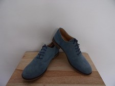 Made in Italy Halbschuhe Schnürer Leder Rauchblau Wildleder schick 39 NEU!