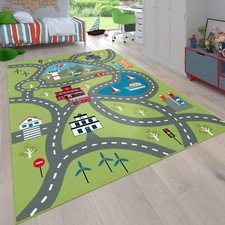 Kinder-Teppich, Spiel-Teppich Für Kinderzimmer, Mit Straßen-Motiv, In Grün