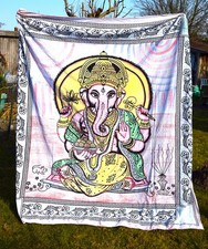 Ganesha Deko Tuch groß  - Bettüberwurf  180 x 220 m  Yoga   Feng Shui