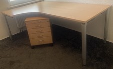 Wini Eckschreibtisch Höhenverstellbar + Rollcontainer/Büromöbelset
