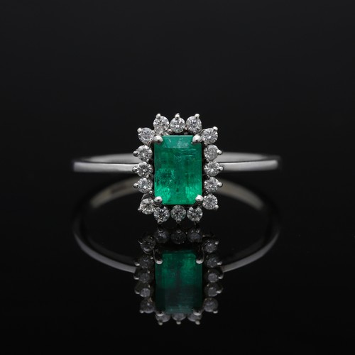 Smaragd brillanten ring - brillanten, 0,76