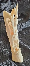 Knochen Knochenschnitzer Figur Schnitzerei Totem Elfenbeinfarbe H19cm Eskimo