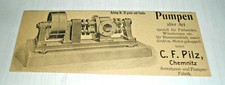 Alte Reklame Werbung Pumpenfabrik Pilz Chemnitz um 1920
