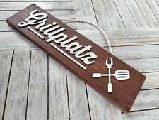 Grillplatz - Holzschild Grill
