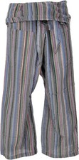 Thai Fischerhose aus gestreift gewebter, feiner Baumwolle, Wickelhose, Yogahose