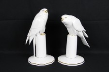Hutschenreiuther Porzellan 2x Tierfiguren Falken Raubvogel weiß Art Deco um 1920