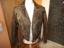 Fette Motorradjacke Lederjacke Chopper Rocker Bikerjacke Used Vintage Gr. M