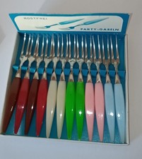 12 Cocktail - Gabeln/Party-Gabeln Rostfrei 60er/70er Vintage