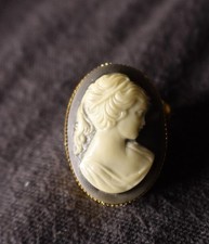 vintage Brosche Kamee Cameo antik Sammlung Hintergrund blaue Kleinod Schmuck alt