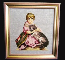 Gobelin stickbild mädchen mit - gobelin,