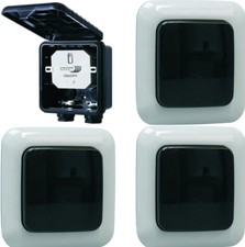 Home Easy Funk-Schalter-Set Einbauschalter 1000W mit 3 Wandschalter outdoor IP44