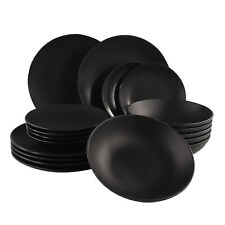 Porzellan Geschirr Service schwarz - 18 Teile - Kuchen Speise Suppen Teller Set