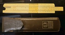 MAN kleiner Rechenschieber mit Linealkante, Leder Etui Hermann Ulrich Esslingen