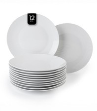 Speiseteller 12er Set Flachteller Essteller Flach Porzellan Weiß Rund 27 cm