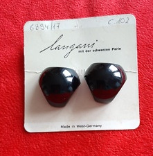 Designer Ohrringe Ohrclips LANGANI  mit der schwarzen Perle 80er 90er Vintage