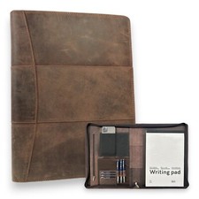 Leder Schreibmappe - Konferenzmappe - Dokumentenmappe A4 - Ledermappe A4