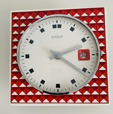 Vintage Kienzle Wanduhr Keramik 70er  Küche Quarz  Rot Uhr