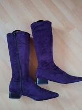 Stiefel, Gr. 38, lila, samtartig, Reißverschluss, edel und schick, ausgefallen