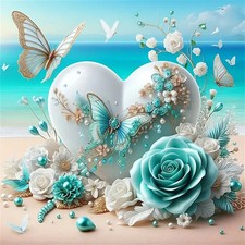 5D DIY Diamond Painting Meer Strand Herz Landschaft Liebe   Bilder 30 x 30