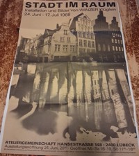 Museums Plakat Stadt im Raum 1988 Lübeck Installation und Bilder von Winzer alt