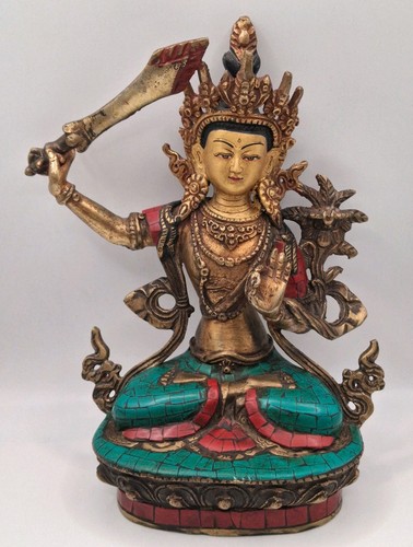 Antike kaltbemalte manjushri - kaltbemalte,