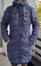 DreiMaster Damen Jacke Gr. M Blau Kapuze Gefüttert Übergangsjacke