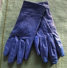 Blaue Lederhandschuhe Gr. 7 - You & Me Fashion - guter Zustand