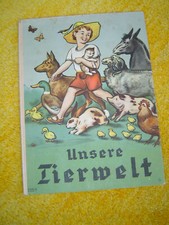 UNSERE TIERWELT  Großformat  antikes Pappbilderbuch, sehr selten