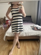 Zara Minikleid Gestreift Frottee Gr. S Schwarz Creme