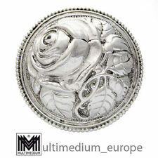 Große Jugendstil 800er Silber Brosche Rose SM nouveau silver brooch