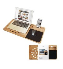 mikamax Lapzer Laptop Tisch Laptoptisch Knietablett Notebook Bambus Luftlöcher