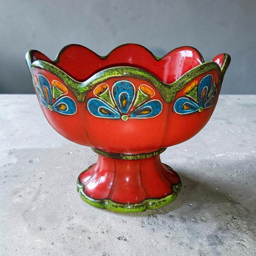 Vintage pan keramik - keramik, fußschale